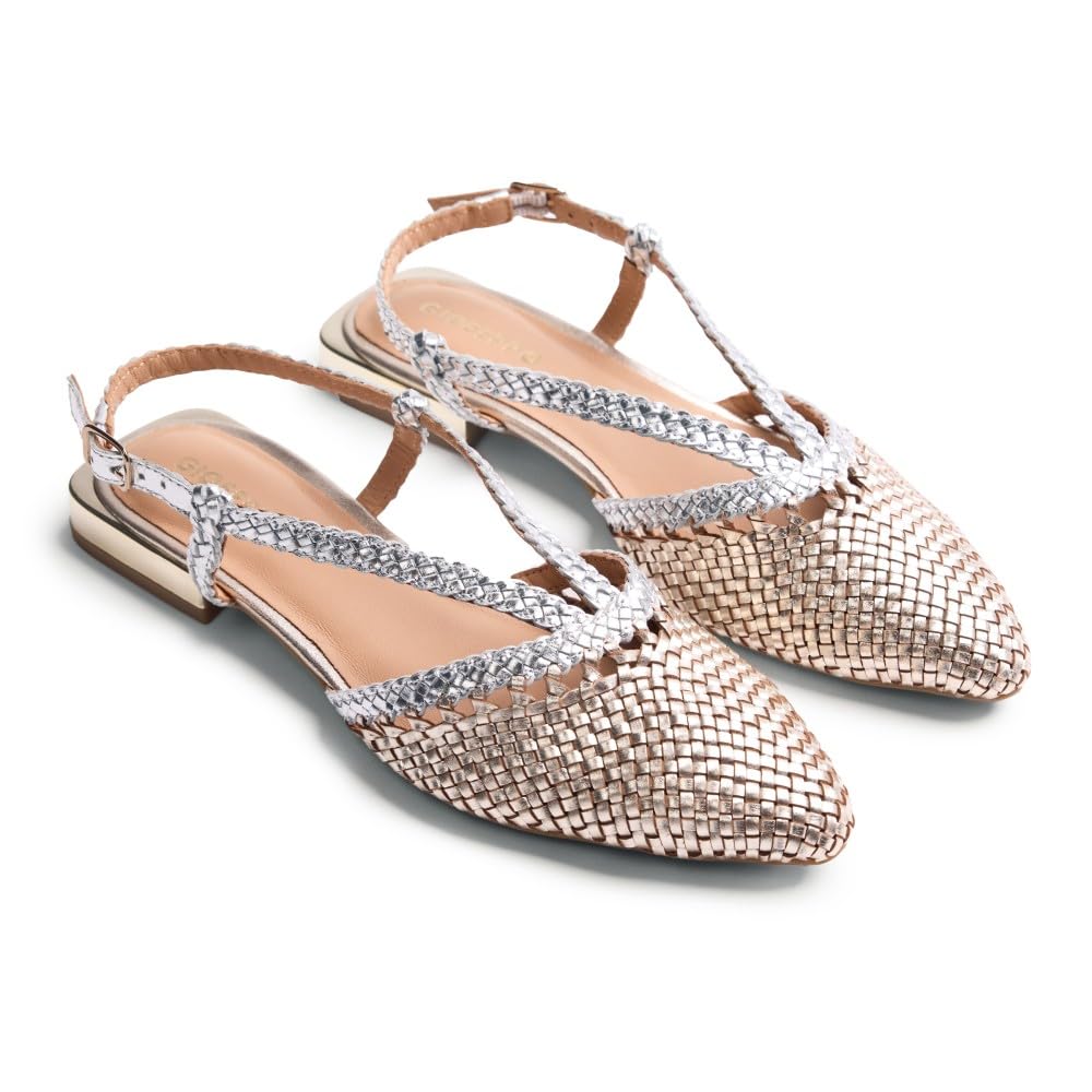 GIOSEPPO KITODI, Women's Mary Jane Flats, Platinum, 42 EU