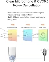 Vista 4 de New bee Auricular Bluetooth V5.0 Auriculares inalámbricos manos libres con micrófono 24 horas Auriculares de conducción 60 días tiempo en espera