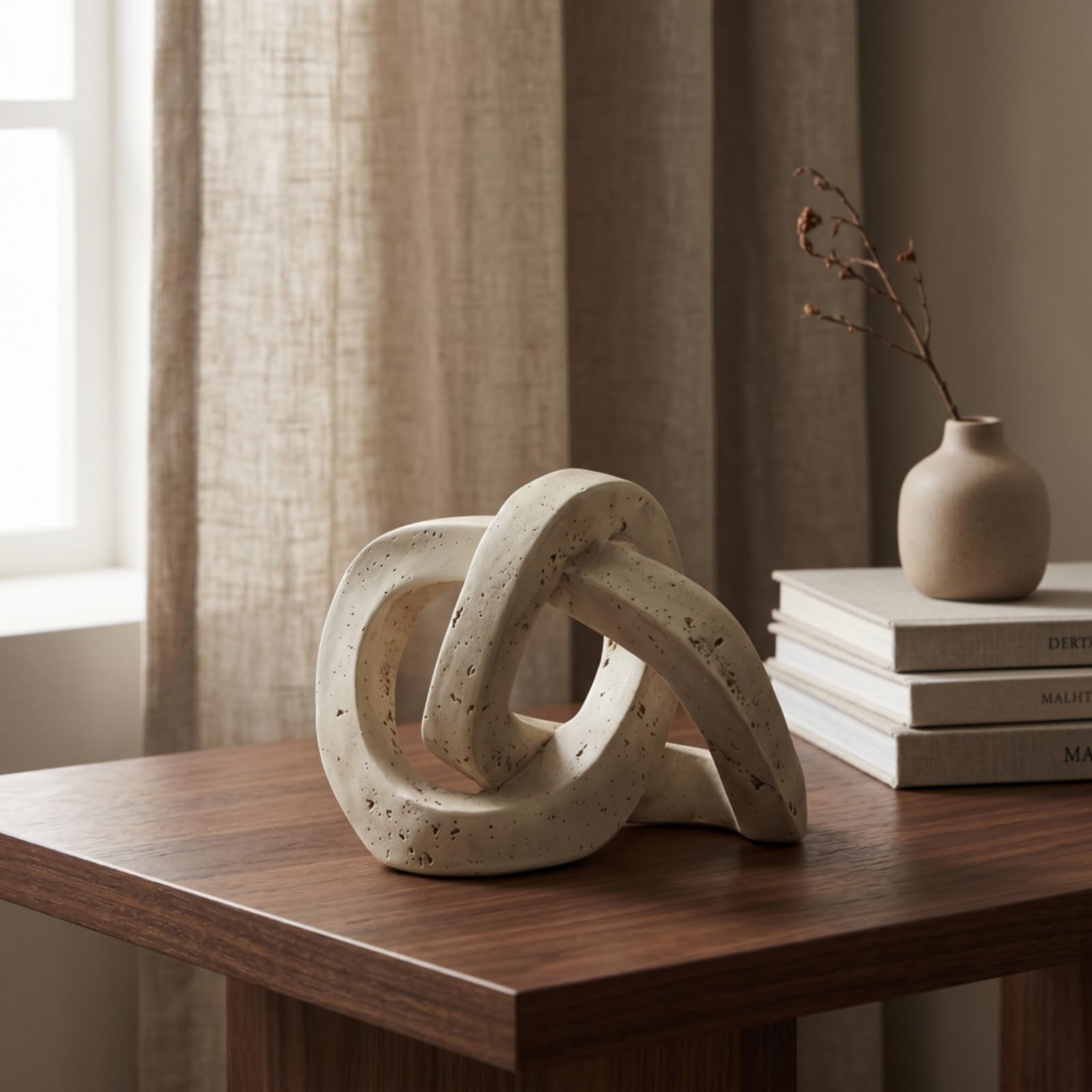 Escultura de Arte Abstracto Escultura Ornamento Hogar Estatuilla Figura con Lazo Orgánico y Superficie Texturada Adecuada para Dormitorio Salón Mesa, Pequeño - 23 13.8 17cm