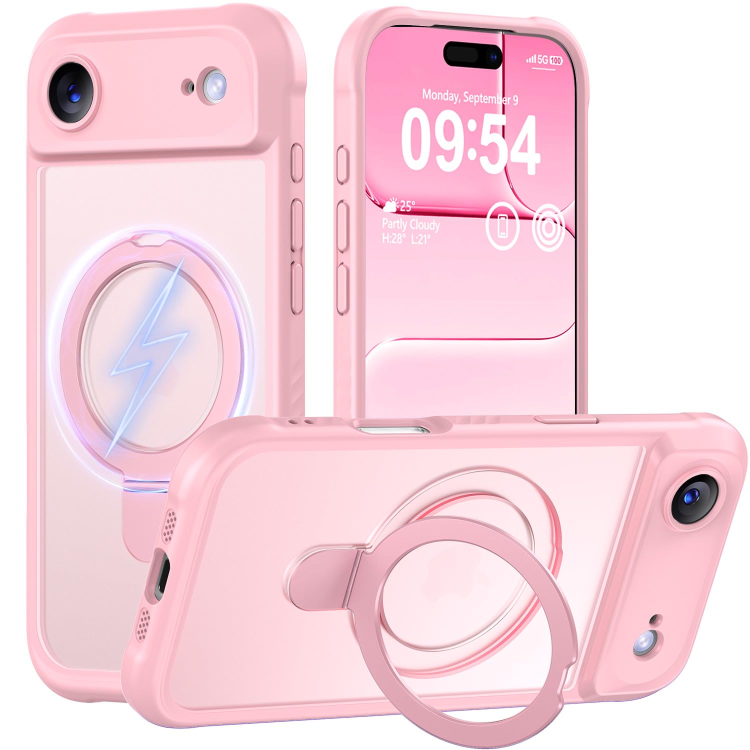 MOCCA Magnetic for iPhone 17 Air Case with Stand,Pink