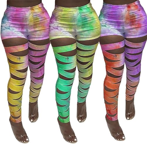 Miniatura 3 de Yeshire Leggings ajustados rasgados de cintura alta para mujer, pantalones deportivos de yoga