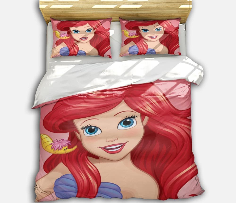 Lhasa Animated Princess Series Poster Duvet Cover Set 3 Pieces Printed Bedding,Suitable for Teenagers Children and Adults (01,Queen 90x90in + 32x32in)