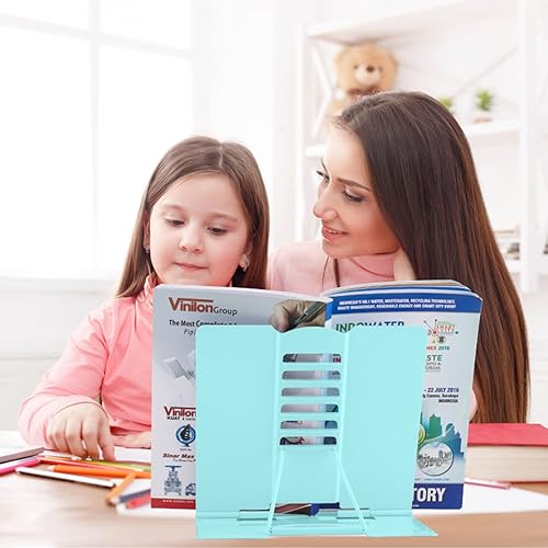 Miniatura 7 de Honagu Soporte de metal para libros, manos libres, ajustable, para libros de cocina y documentos, ideal para libros de música, libros de texto,
