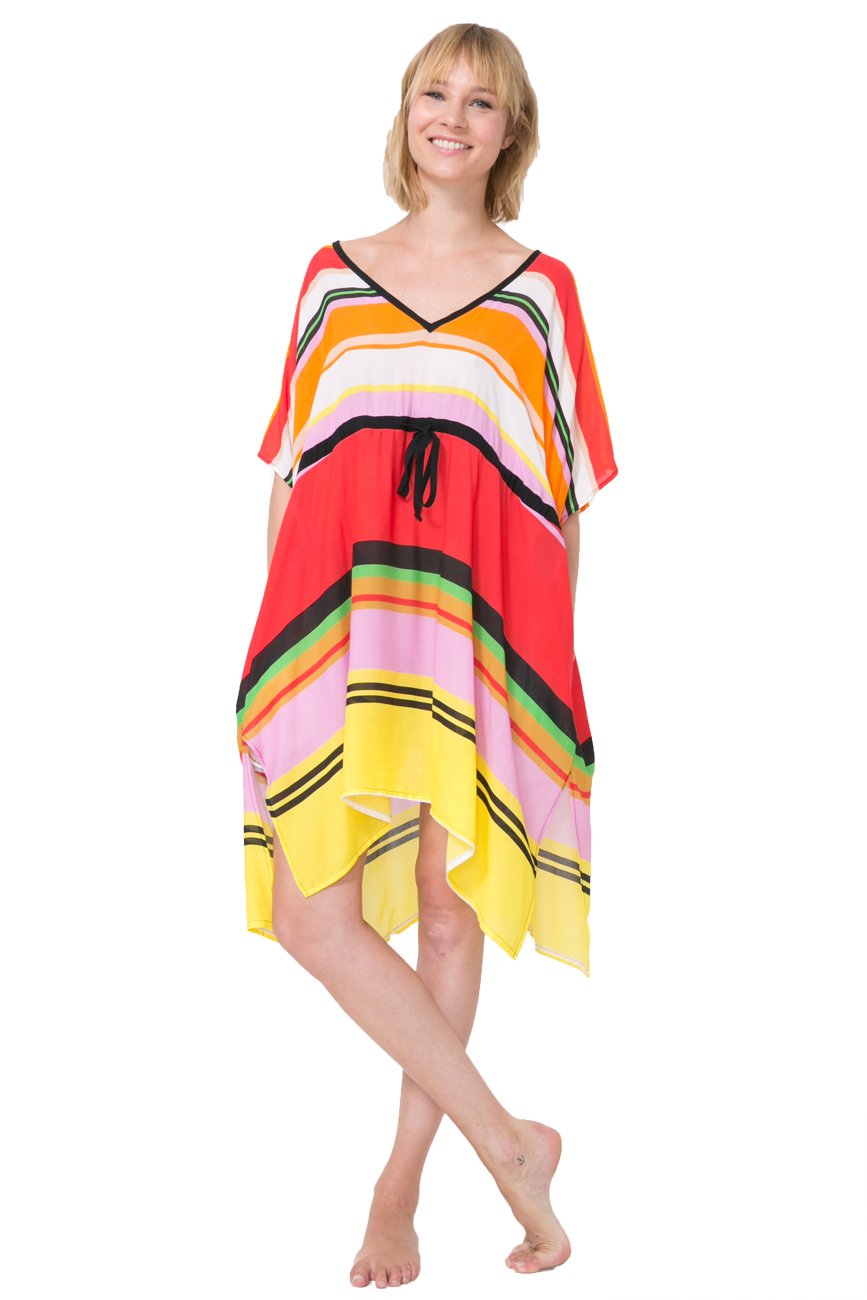 Desigual Women's Multicoloured Elvi Striped Kaftan Dress L Uk 14