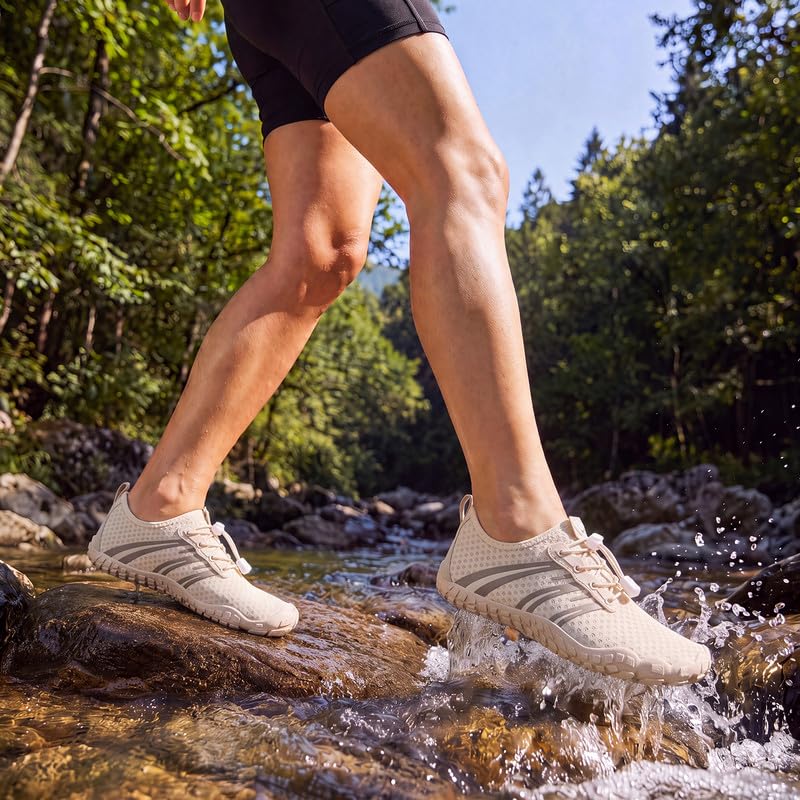 Image of Hike Barefoot Water Shoes for Women Men Footwear, Quick Dry Wide Toe Box Pro Beach Swim Athletic Sports Shoes, Non-Slip Lightweight Aqua Shoe for Pool Hiking Walking Kayaking Diving Surfing