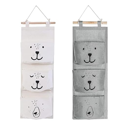 DHWEKU Wand Hängetasche Organizer - 3 Taschen Mit Holzstangen