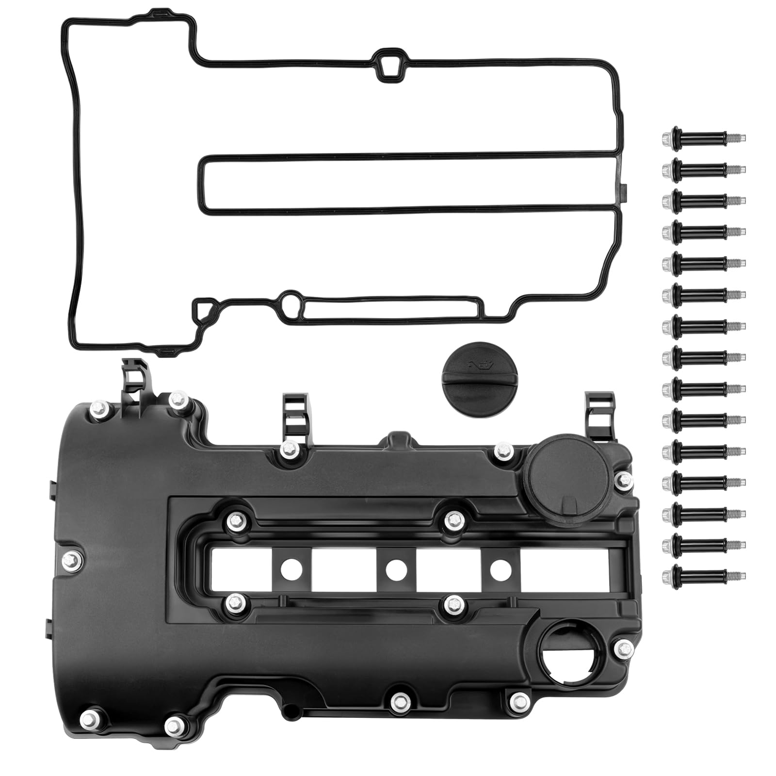 Photo 1 of Engine Valve Cover L4 1.4L Compatible with 2013-2021 Encore,2011-2015 Cruze,2012-2020 Sonic,2015-2021 Trax,2011-2015 Volt Replace 264-968 25198874 with Oil Filler Cap and Gasket and Bolts