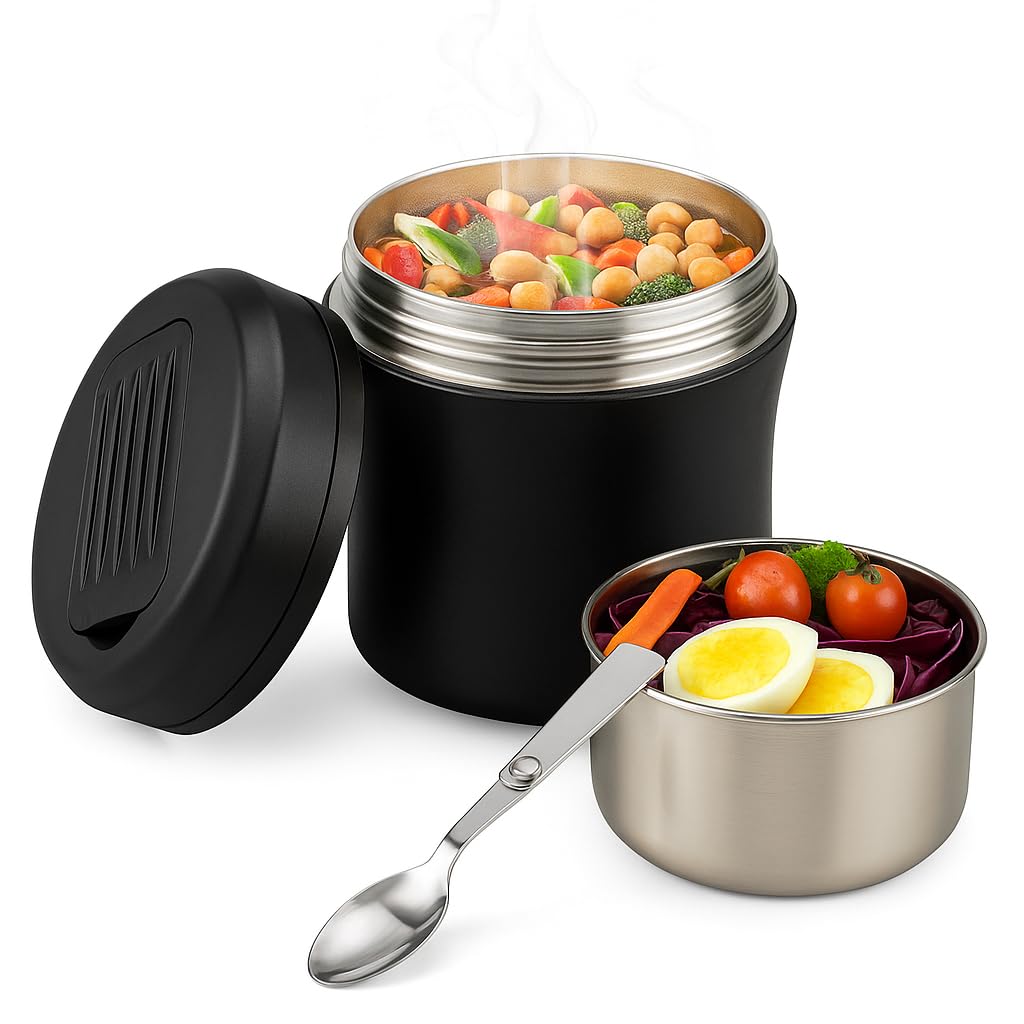 Thermo Food Jar For Hot Food - 40 OZ, Thermo soup containers With lid, Wide Mouth Vacuum Insulated Stainless Steel Leakproof Bento Box With Spoon,