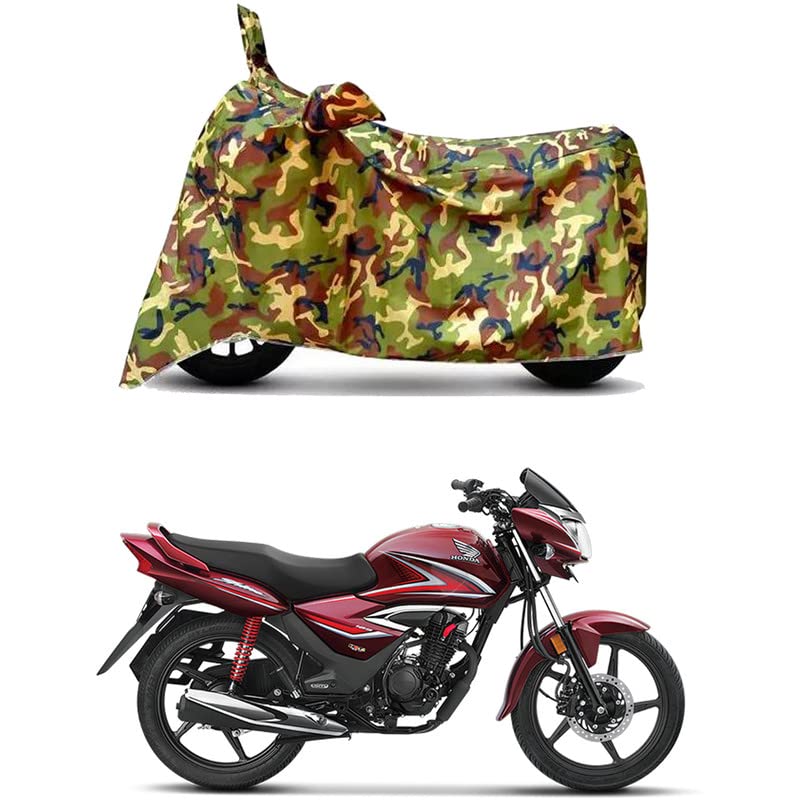 Image of Waterproof 100% PVC Coated Full Bike Scooty Two Wheeler Body Cover Compatible for Honda Shine Drum /UV-Rays /Heat Protection /Birds Dropping /Scratchproof /Dust Proof [6X6 Jungle Print]