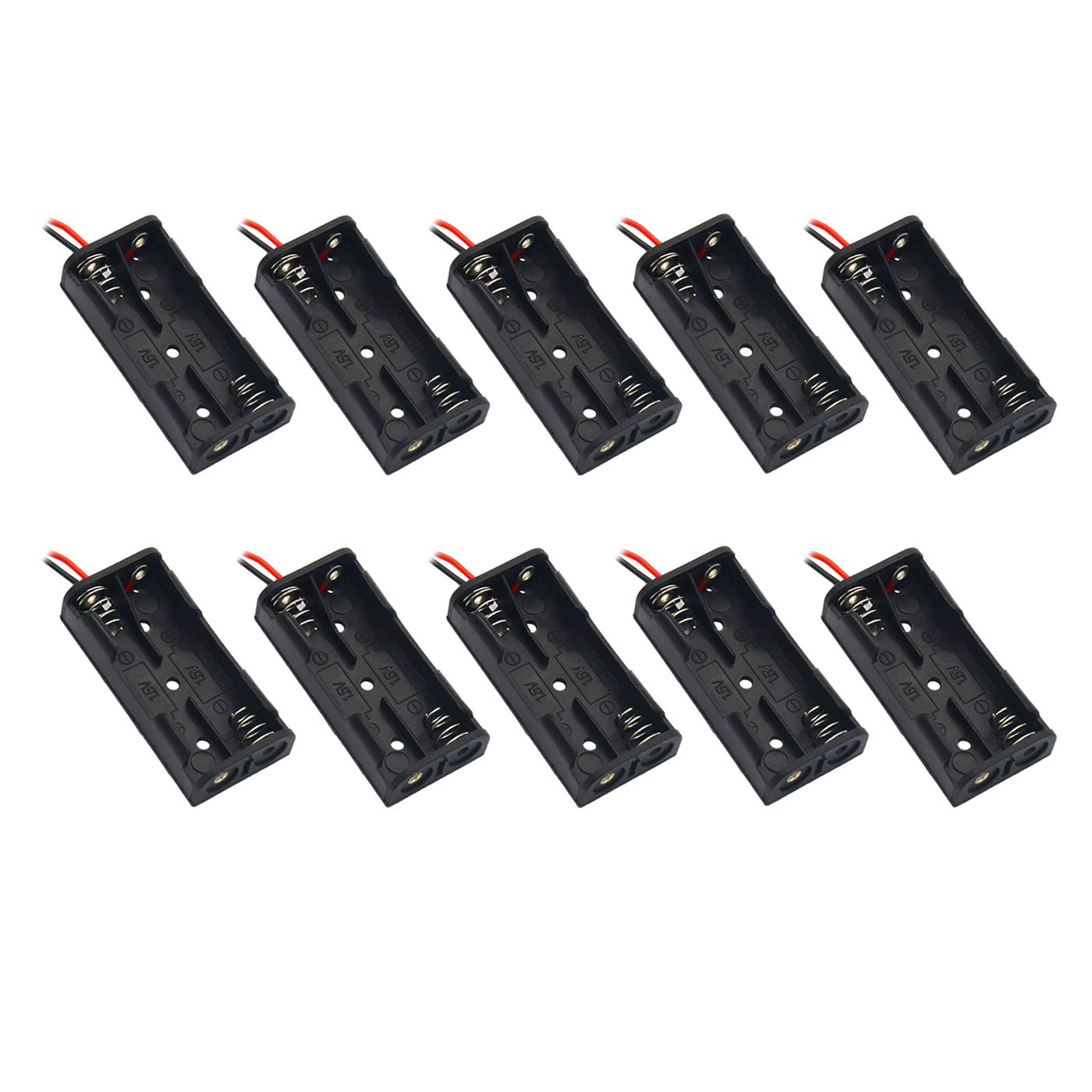 10 pcs 1.5V AAA Battery Holder Black & Red Wire Leads 2 slots-image-42