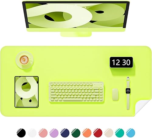 Miniatura 12 de Alfombrilla de escritorio, 60 x 35 cm, de piel sintética, antideslizante, alfombrilla grande para mouse para escritorio, impermeable, almohadilla de