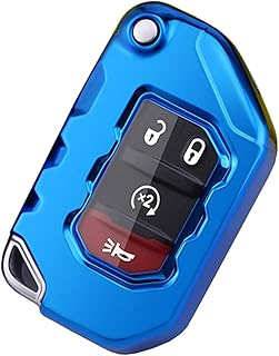 Soft TPU Protector Key Fob Cover Case Fit for 2020 2021 Jeep Gladiator JT Sahara JLU 2018 2019 Jeep Wrangler JL JLU Rubicon Keyless Entry Key Fob (Blue)