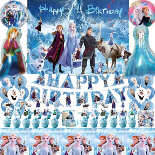 Cartoon Winter Birthday Party Decorations Set Blue Birthday Party Supplies