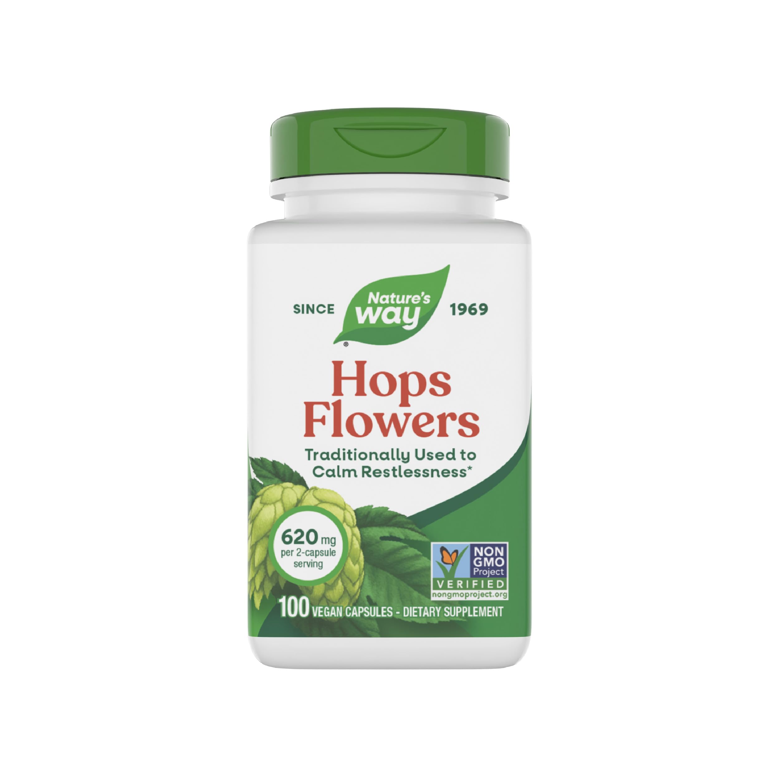 Nature's Way Hops Flowers - Traditional Calming Aid* - 620 mg Hops Flowers per 2-Capsule Serving - Herbal Supplement - Vegan, Gluten Free & Dairy Free - 100 Capsules (Pack of 2)