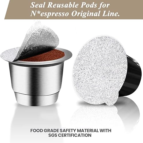 Miniatura 3 de CAPMESSO Láminas de expreso, tapas de sellado de cápsulas de café para cápsulas Nespresso reutilizables, cápsulas recargables compatibles con