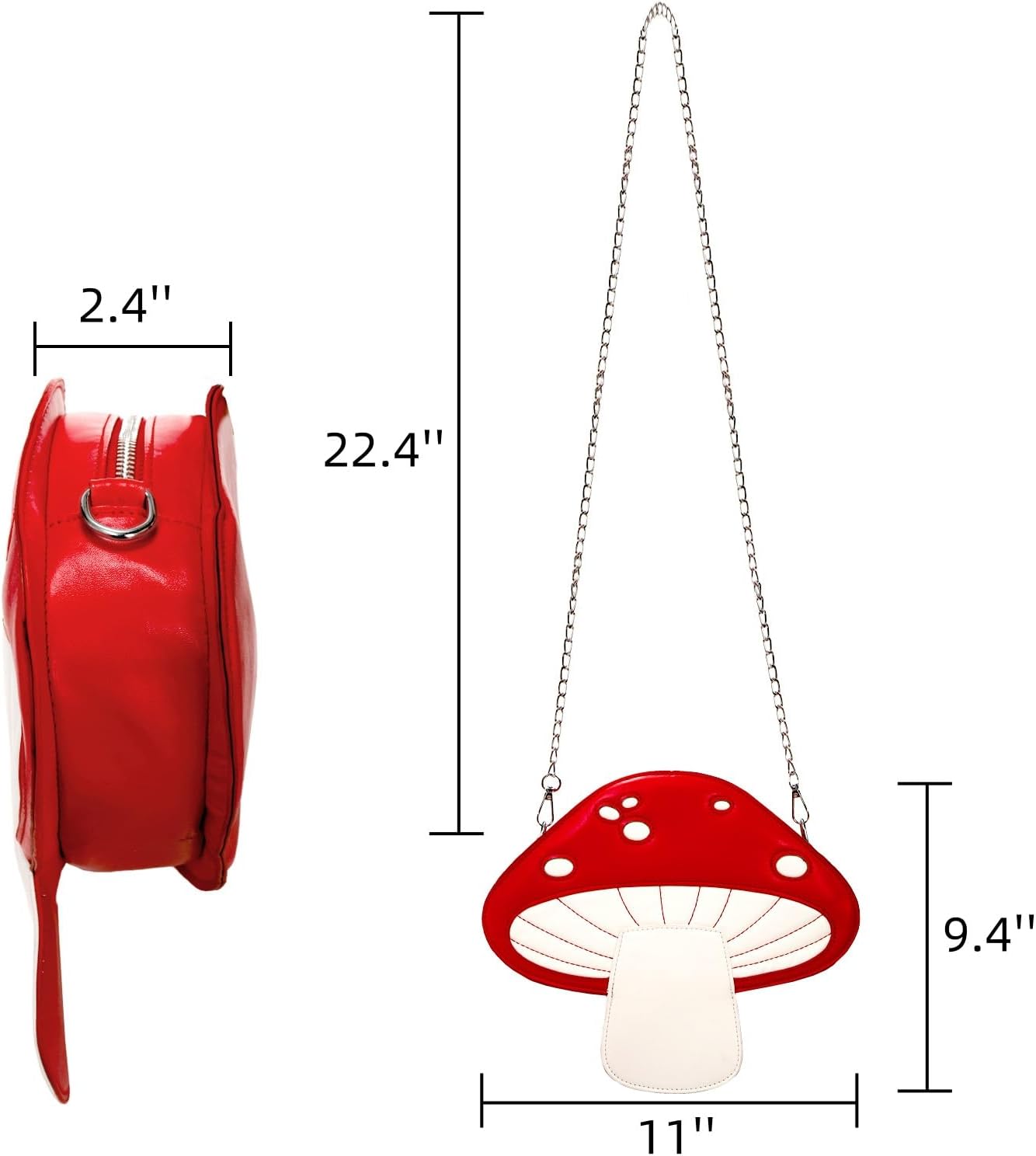 Mushroom Crossbody Purses, PU Leather Shoulder Bags with Strap, Cute Unique Purses for Women Girl, Lovely Novelty Christmas Mushroom Gifts - Image 4