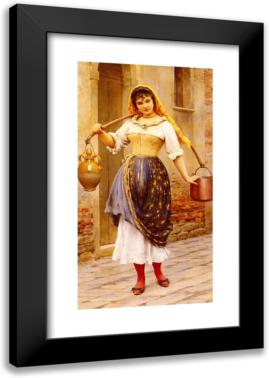 ArtDirect De Blaas, Eugene 17x24 Black Ornate Framed Art Print with Double Matting Titled: Work-ARC-06294