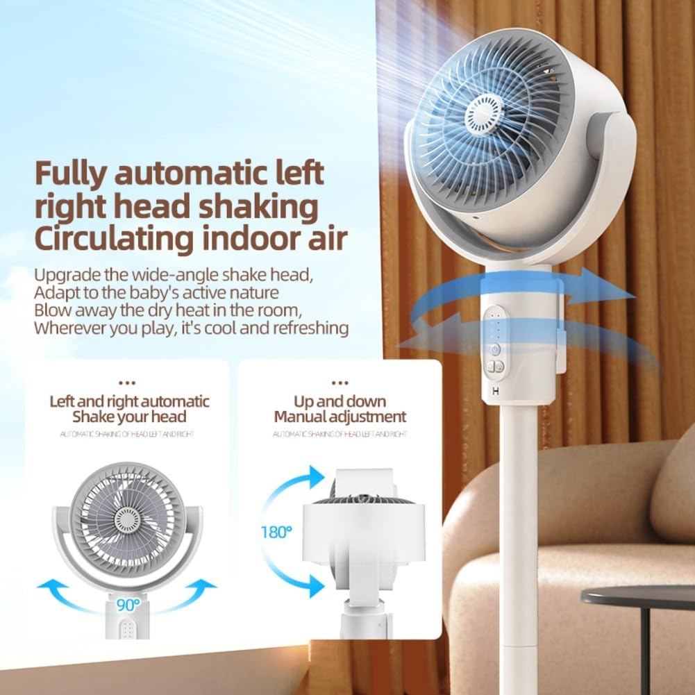 Ventilatore a piedistallo con telecomando, altezza regolabile, 3 livelli, potente ventilatore elettrico di raffreddamento per camera da letto soggiorno nero