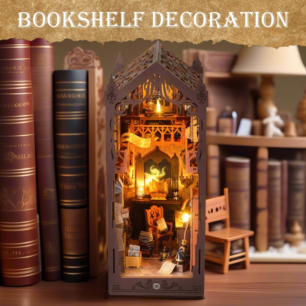 Lycidae Book Nook Kit, DIY Magic Dollhouse, Booknook, Miniature House Kit, 3D Puzzle Wooden, LED Lights, Decoration Gift - Image 4