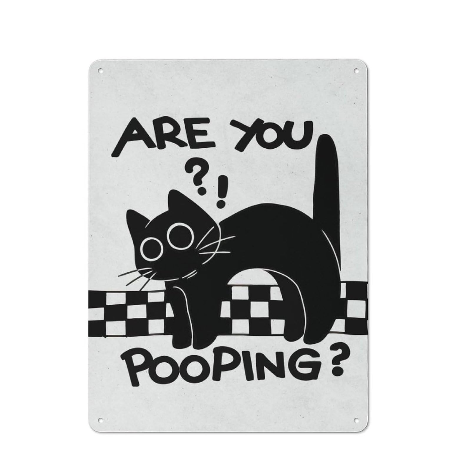 Junmoney Style-19 Workshop Style Are You Pooping Black Cat Art Tin Sign 40X30cm, Garage Wall Decor For Tool Room, Garage, Studio Or Home Bar