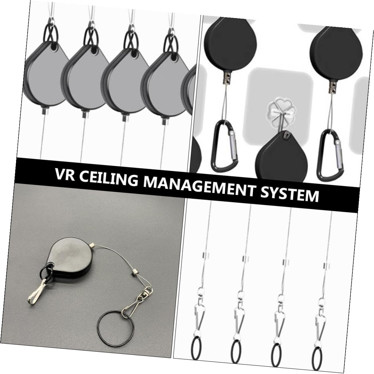 Cabilock Vr Headset Cable Management Ceiling Pulley System 40pcs Kit with Hooks, Screws, Wrench Wall Stickers for Professional Vr Ceiling Suspension and Gaming Setup
