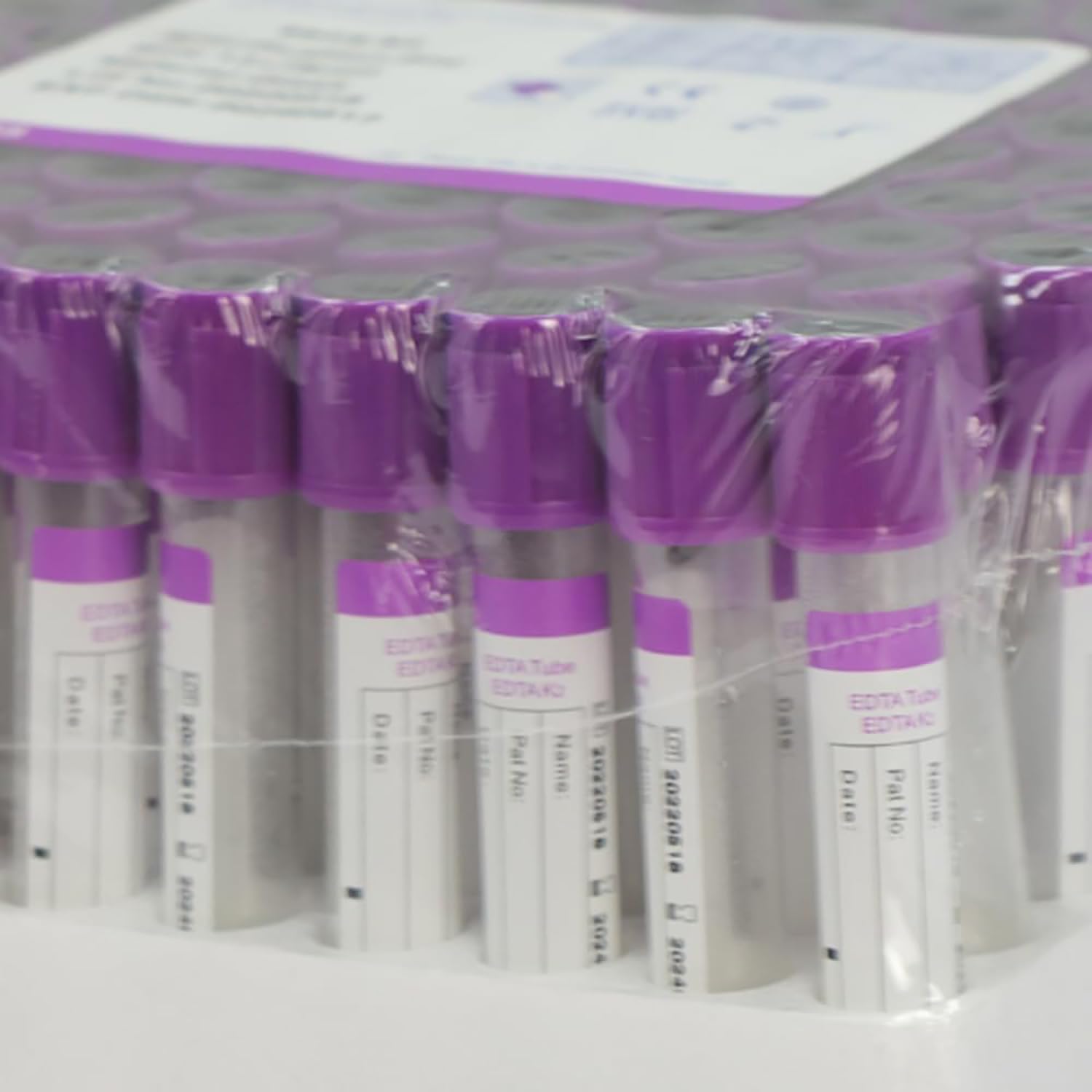 Provetta per prelievo di Sangue sottovuoto da 100 Pezzi, provette in Vetro EDTA K2 da 2 ml/3 ml/5 ml/10 ml con Tappo a Vite Viola per Laboratorio, per Laboratorio