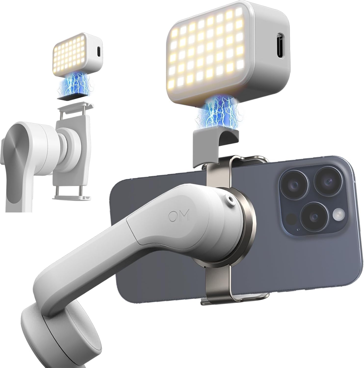 Fotorgear Universal Magnetic Selfie Light for All Smartphones & Gimbals, Slim LED Vlog Fill Light with 3 Color modes, Compatible with iPhone DJI, Insta360