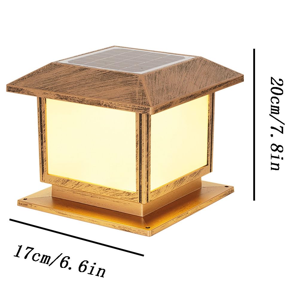 Solarna lampa słupkowa, zewnętrzna lampa kolumnowa od zmierzchu do świtu, wodoodporna w stylu retro do bramy ogrodzeniowej na podwórko, do ogrodu, na mokre miejsce znamionowe