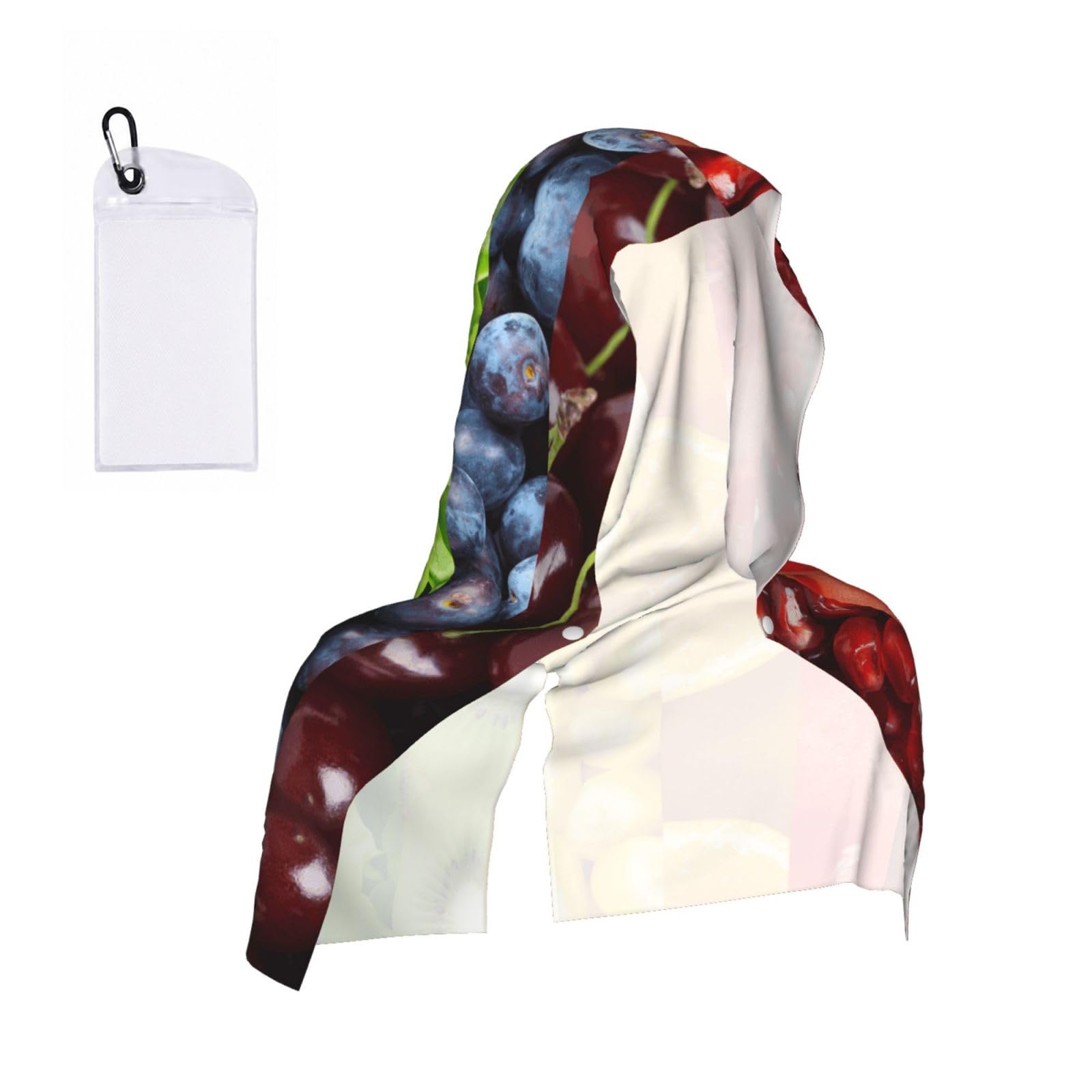 WXWJSHMGC Fruits Print Cooling Hoodie Towel, Cooling Towels For Neck And Face Sun Protection Instant Cool Hoodie(Sport/Camping/Work Out/Hot Weather)