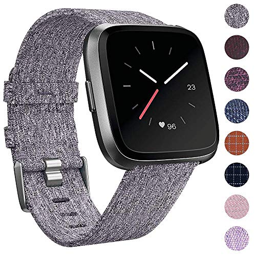 EZCO Bands Compatible with Fitbit Versa/Versa 2 / Versa Lite, Woven Fabric Breathable Watch Strap Quick Release Replacement Wristband Accessories Compatible Versa Smart Watch Women Man