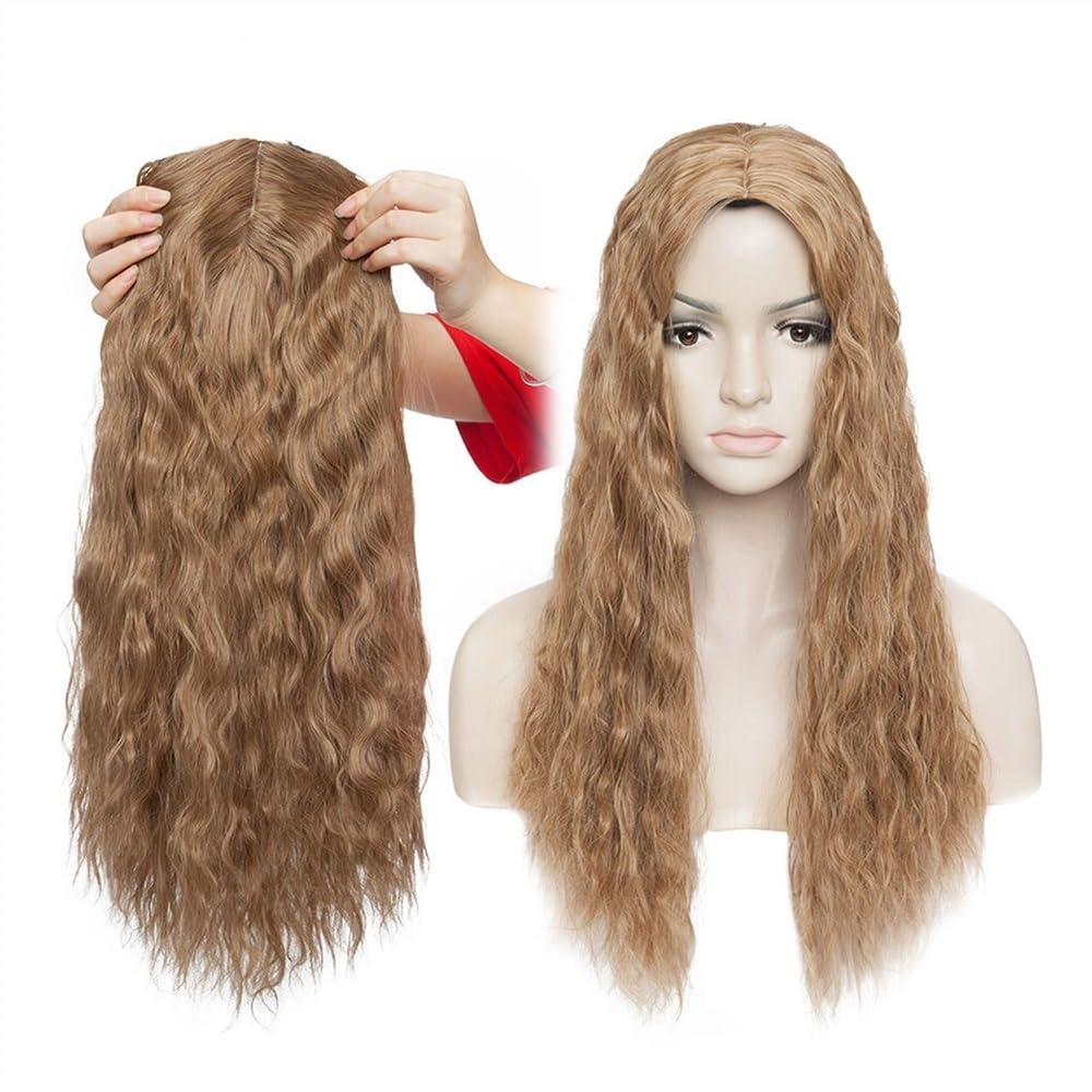 Extension for capelli con clip, ondulate da 20 pollici, pezzo unico for donna(Light brown)