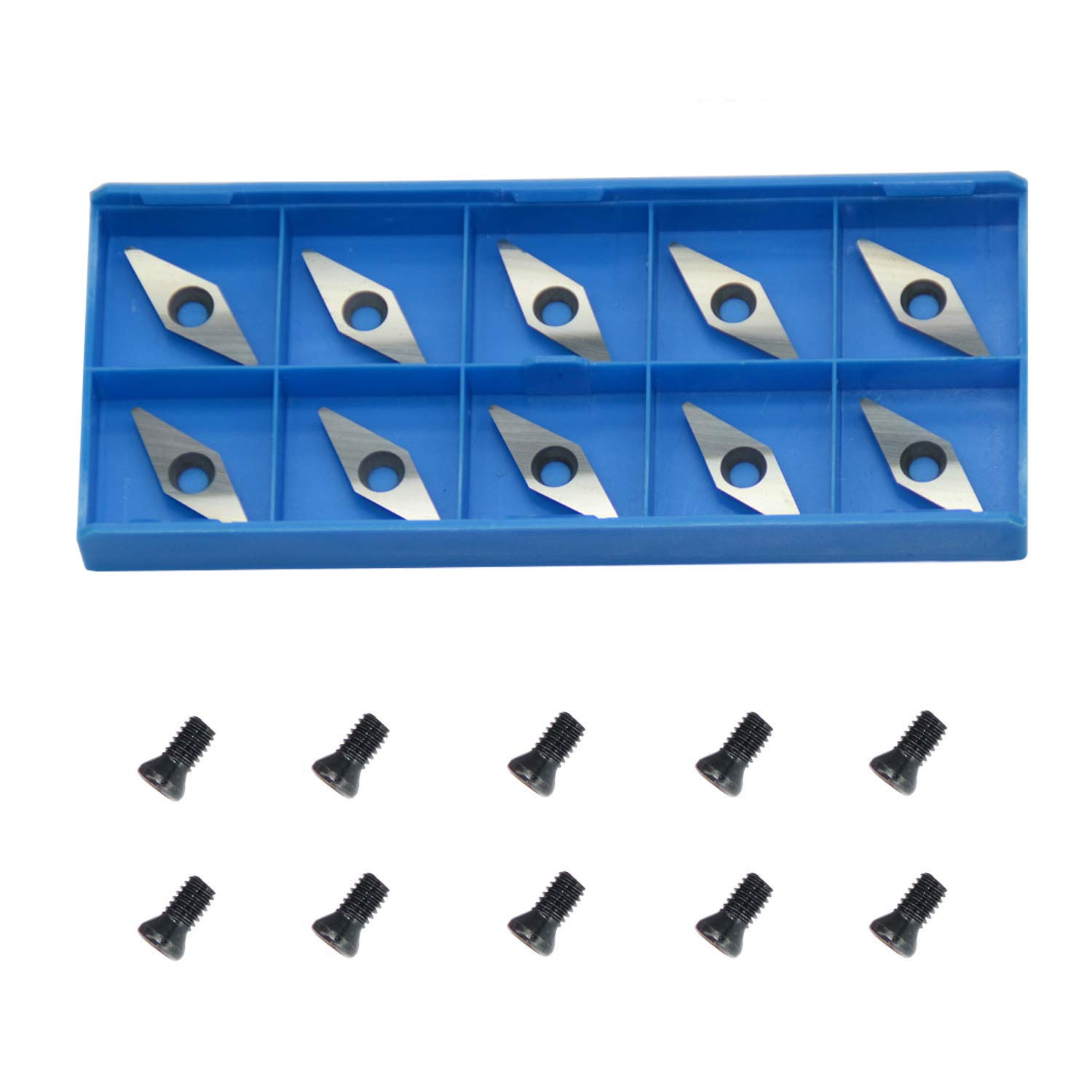 Asieg Tool Ci4 Diamond Tungsten Carbide Replacement Cutter Inserts Planer Knives with Radius Point fit for DIY Wood Lathe Turning Detailer Kit or Woodworking Machine Accessories10pcs