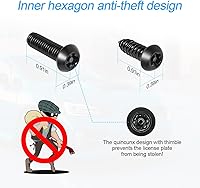 Vista 2 de YALOK Kit de tornillos antirrobo para placa de matrícula, accesorios de montaje de placa de matrícula de acero inoxidable a prueba de manipulaciones