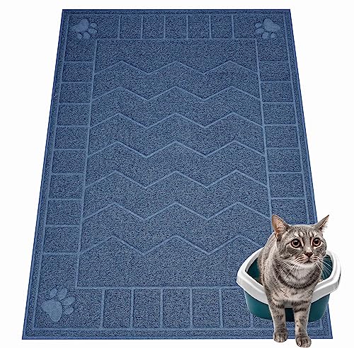 Image of Cat Litter Mat, Litter Trapping Mat Soft on Kitty Paws, 35 inch x 26 inch Litter Box Mat for Cleaner Floors, Waterproof, Easy Clean, Durable Large Size Cat Litter Pad for Kitten