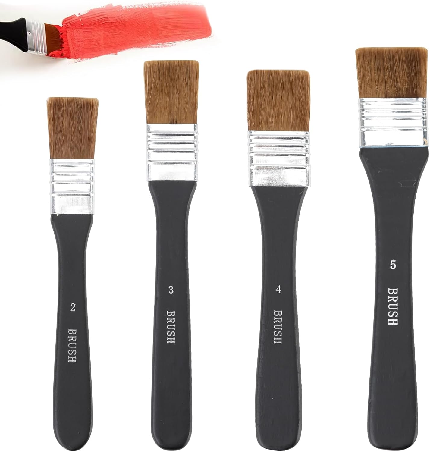 4pcs Acrylic Paint Brush Set, Large Flat Artist Brushes Nylon Hair Oil