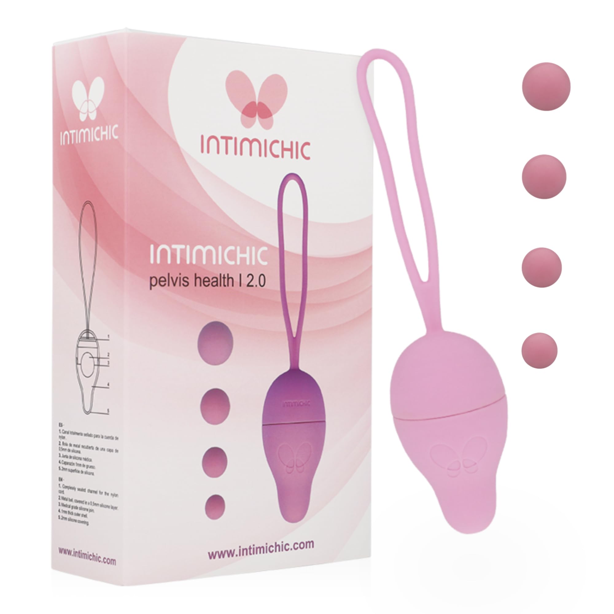 Entrenador del Suelo Pélvico para Mujeres Bolas Kegel Pesas| 4 Bolas con Pesos Graduales Recubiertas de Silicona Bolas Ejercicios de Kegel Fortalece la Musculatura Vaginal y Previene Incontinencia