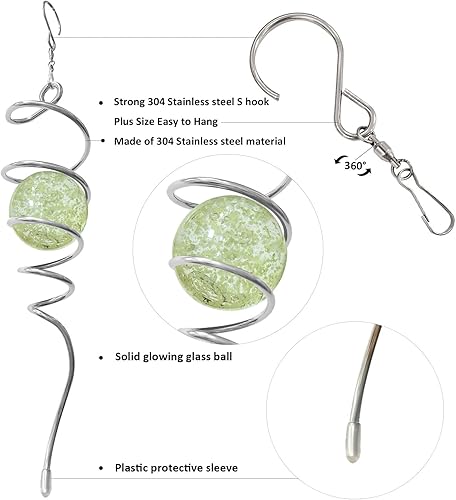 Miniatura 2 de Girador de viento que brilla en la oscuridad, bola de observación en espiral, cola en espiral decorativa, estabilizador de viento, atrapador de sol,