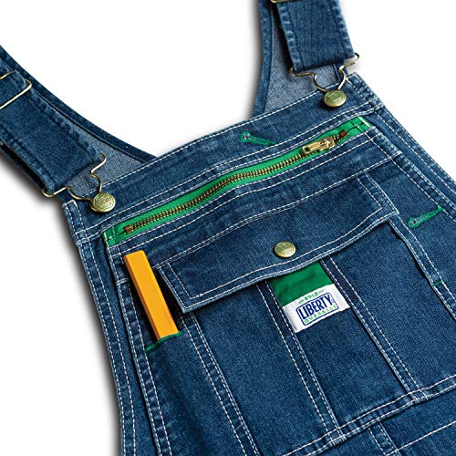 Liberty® Womens Washed Denim Bib Overalls, Stonewashed Indigo Blue, Small #TOP4