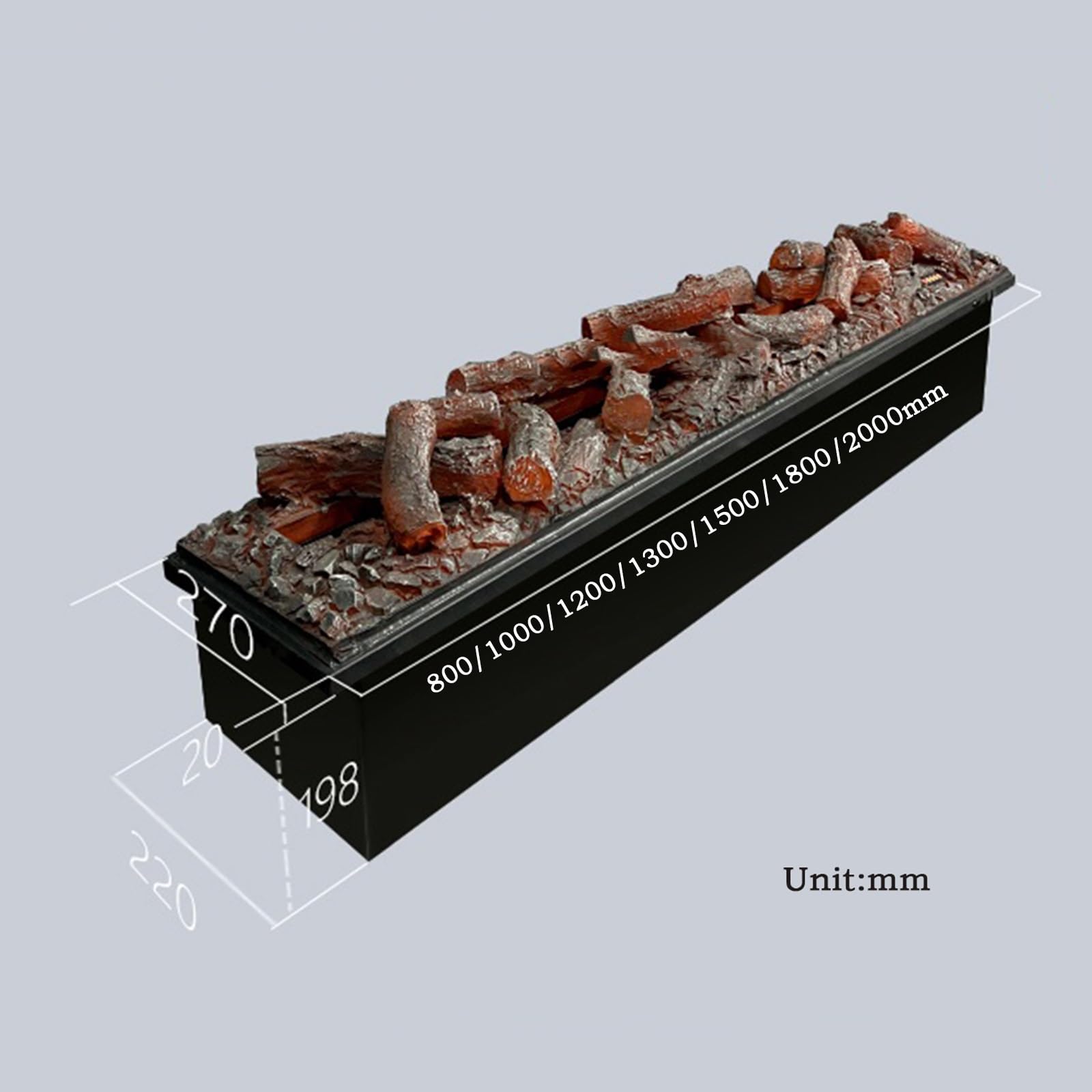 Kominki elektryczne Kominek 3D Atomized Wkładany Kominek Dekoracyjny Symulowany Fałszywy Płomień Węgiel drzewny Elektroniczny Nawilżacz Knot Kominkowy Atomizowany kominek 3D(1.3m)