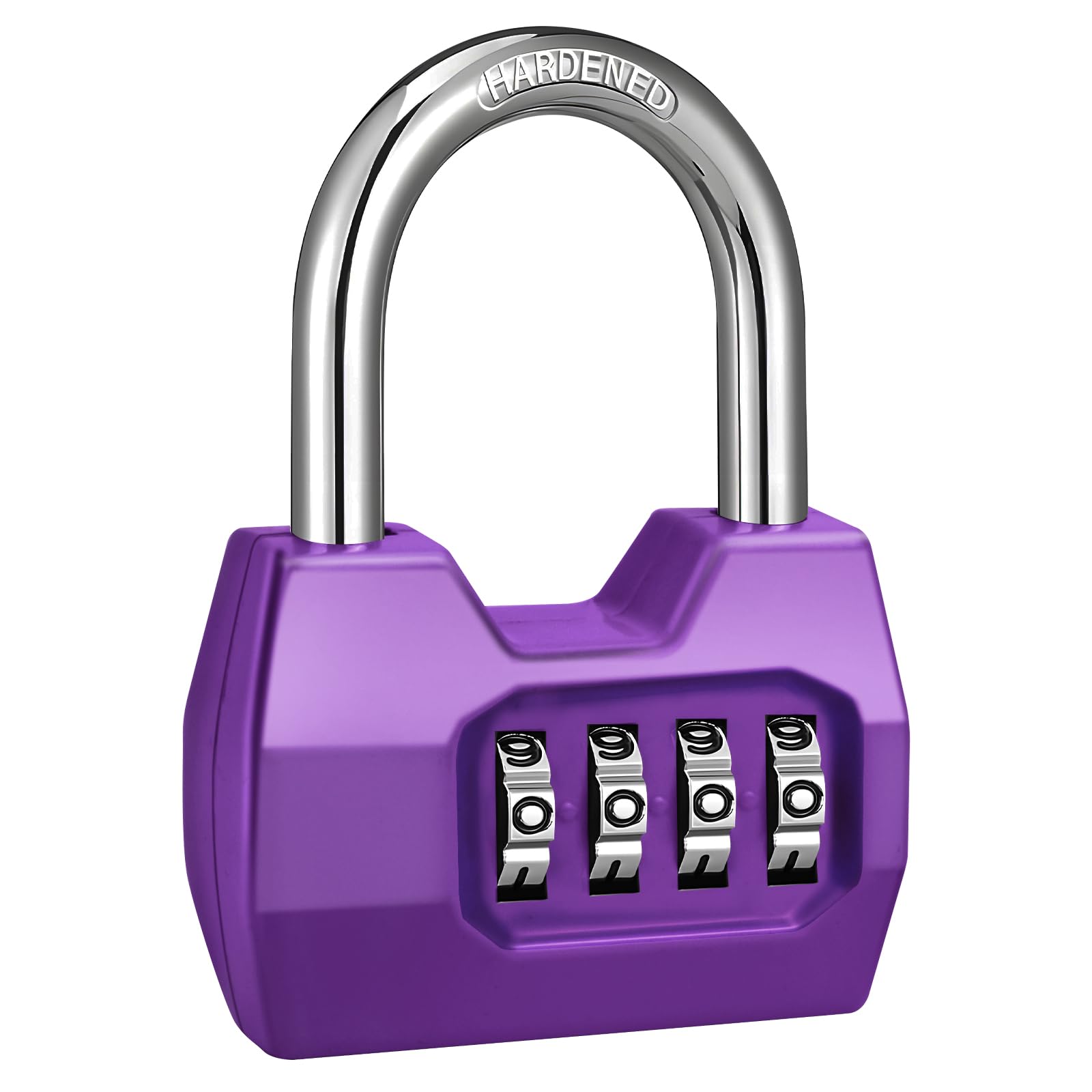 1 Pack disecu 4-Digit Combination Lock, Waterproof Outdoor Padlock for School Gym Locker, Fence, Gate, Shed, Storage Unit (Purple)