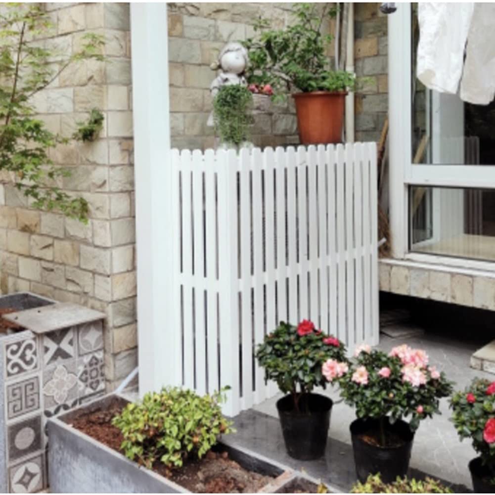 CENAP Air Conditioner Fence Screen Wooden, Split Air Conditioner Covers for Outside Units, Outside to Hide Air Conditioner & for Outdoor Privacy/White/105X45X99Cm