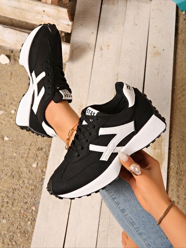 Women's Fashion Thick Sole Sneakers, Breathable Walking Shoes, Comfortable Support, Casual All-Season Footwear, Ideal for Daily Wear & Gym, Casual Athletic Sneakers - Image 3