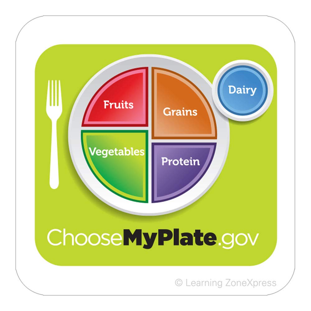 Learning ZoneXpress 200 Multicolor MyPlate Square Stickers, 2" x 2", 4 Designs, Single Use, Indoor, Minimalist Style, USDA MyPlate Educational Incentives - Image 2