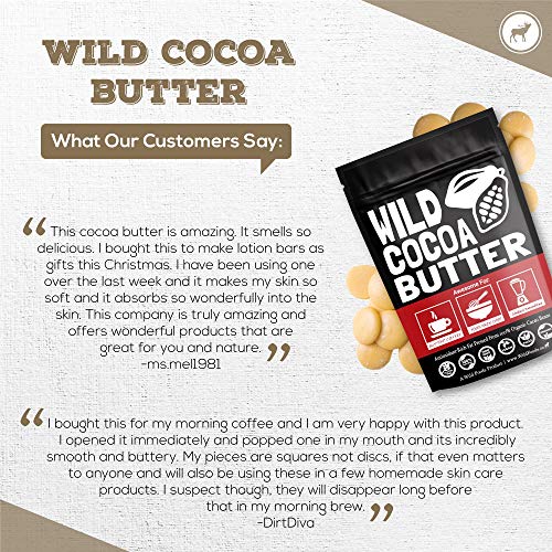 Raw Organic Cocoa Butter Wafers from Peru | Unrefined, Non-Deodorized, Food Grade, Plant-Based, Paleo, Vegan Body Butter - Great for DIY Recipes, Smoothies, Keto Coffee, Skincare and Haircare (8 oz)