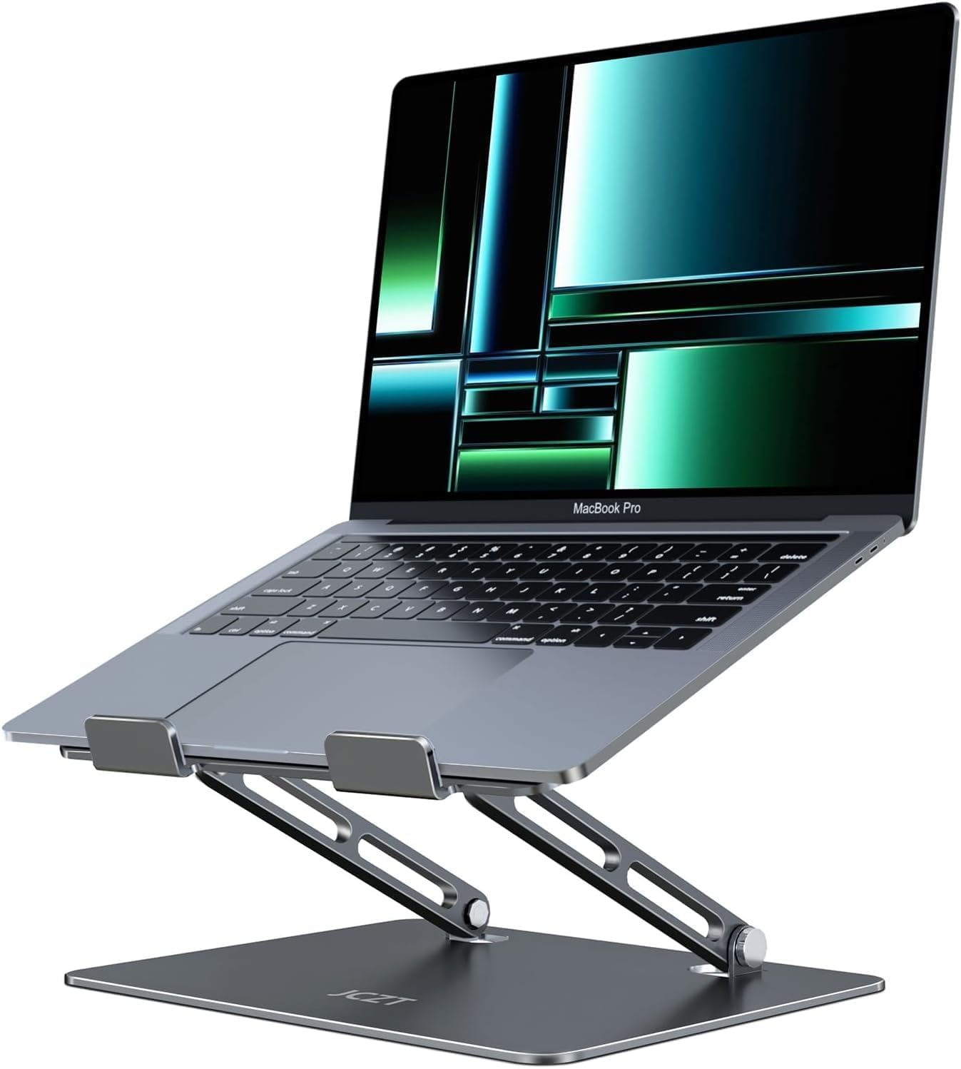 JCZT Aluminum Laptop Stand, Laptop Stand for Desk, Adjustable Height Ergonomic Computer Stands Compatible with MacBook Air, Pro, Dell, HP, Lenovo More, All 10-16'' Notebooks Laptops, Classic Grey