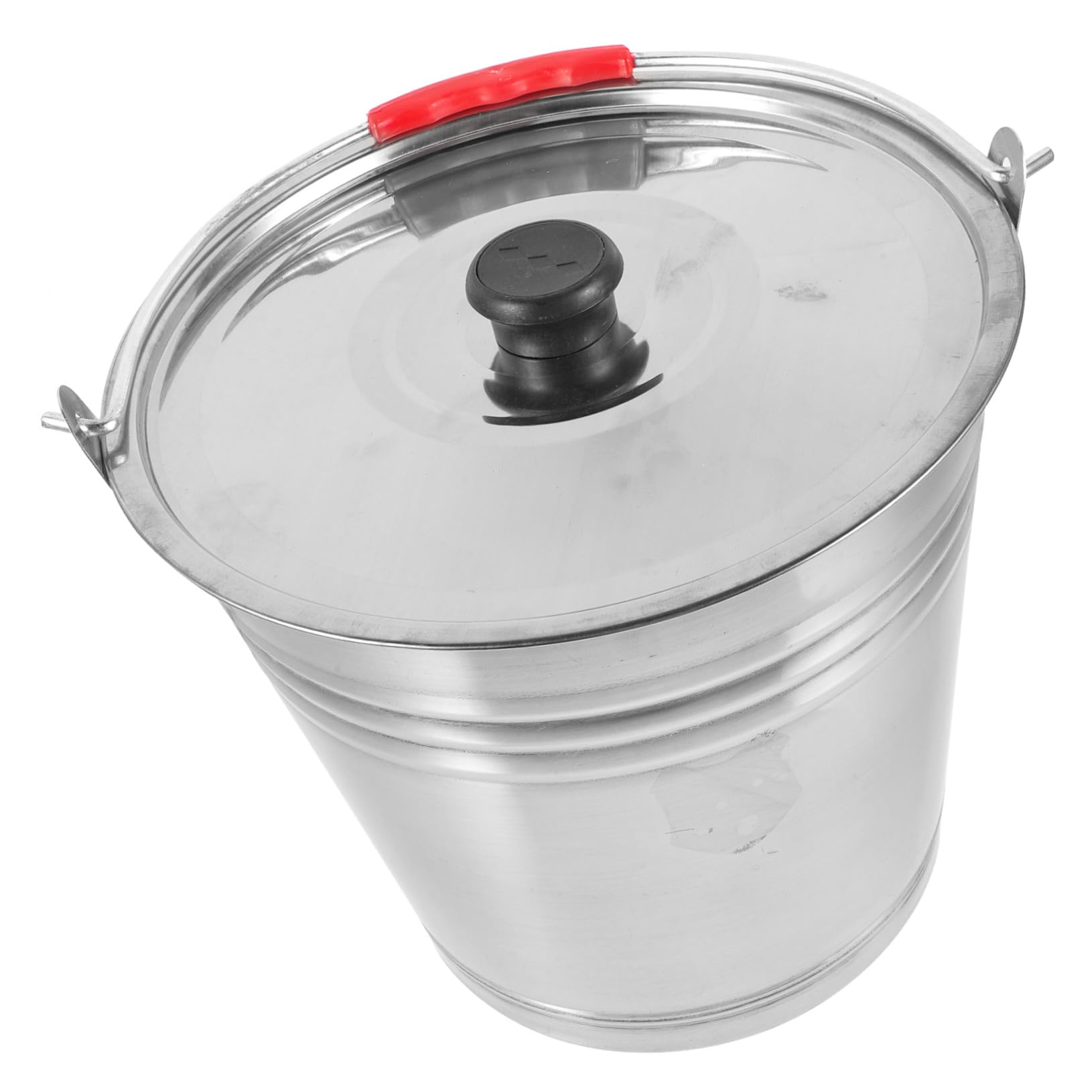 Edelstahl Handmülleimer mit Deckel 7l und Geruchsdichter Kübel Robuster Wassereimer für Küche und Haushalt in Silber