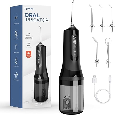 Water Flossers for Teeth Cordless, Portable Oral Irrigato with 5 Jet Tip and 4 Modes, 260ML Large Tank Flosser, Irrigator Dental for Deep Cleaning, lPX7 Waterproof Electric Flossers for Tavel and Home