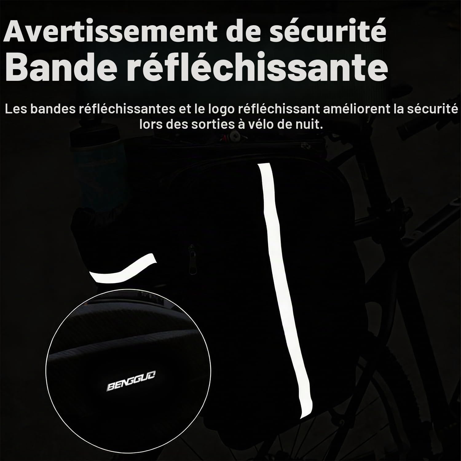 Sac de vélo pour porte-bagages, 30 L extensible, imperméable et réfléchissant, sac de porte-bagages arrière avec bandoulières et plusieurs compartiments, sac multifonctionnel pour siège arrière pour