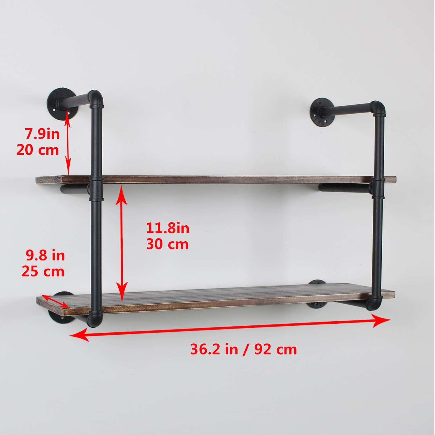 Suреr Bіg Clеаrаnсе! TOKIKA Rustic Floating Shelves with Wooden Shelves,2 Tiers Industrial Wall Shelf,Bookcase Wall Mounted,Iron Pipe Hung Bookshelf,DIY Storage Book Shelving,Display Rack(36 inch)