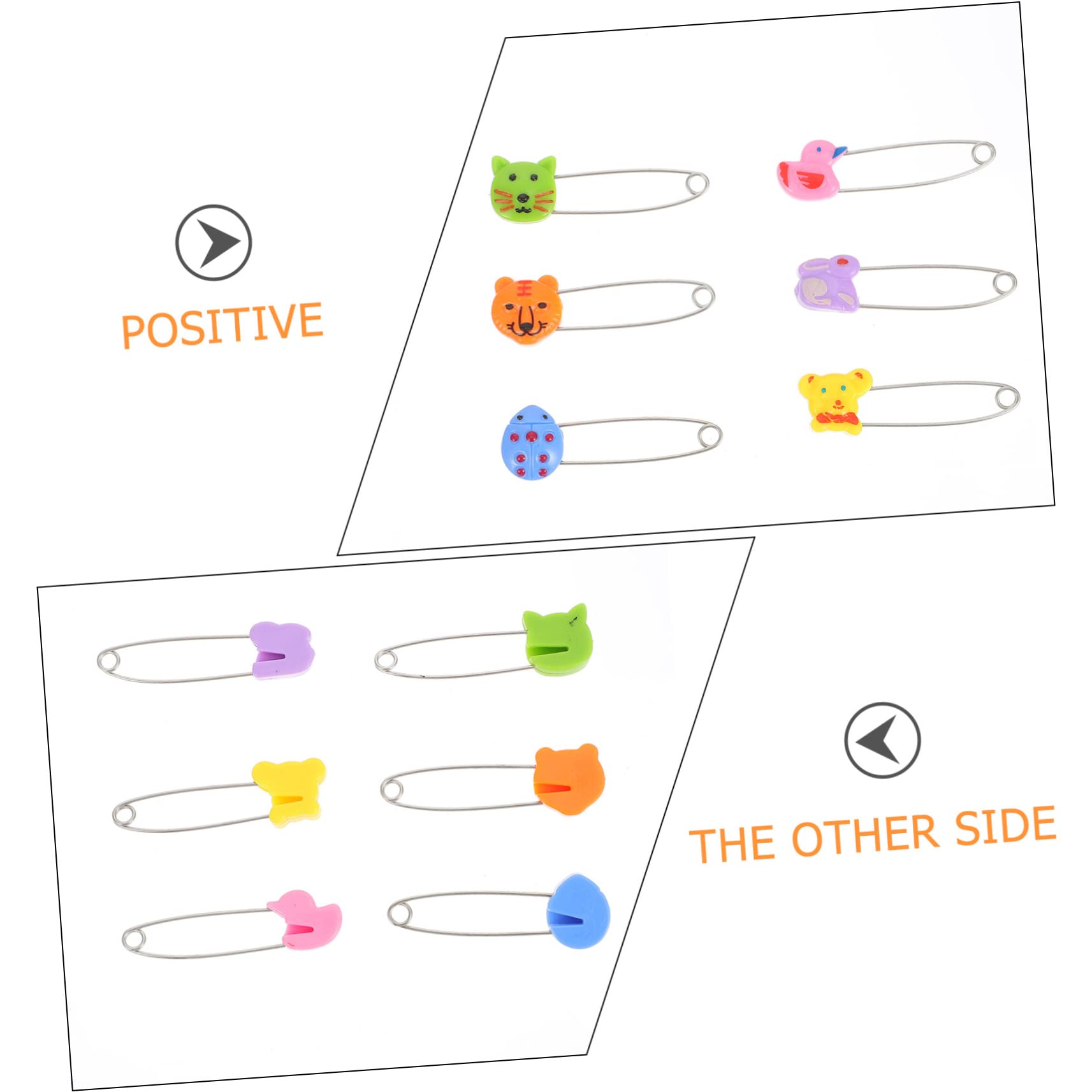 OSALADI Newborn Safety Pin 30pcs Animal Diaper Pins Plastic Head for Diaper Fastening